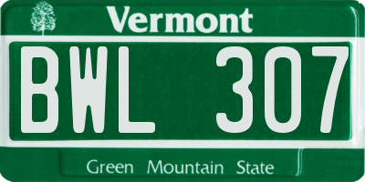 VT license plate BWL307