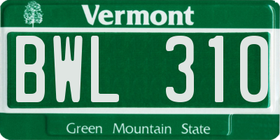 VT license plate BWL310