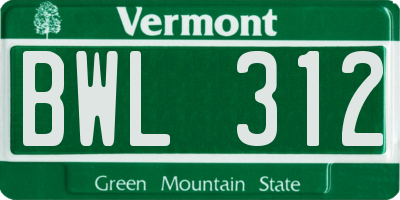 VT license plate BWL312