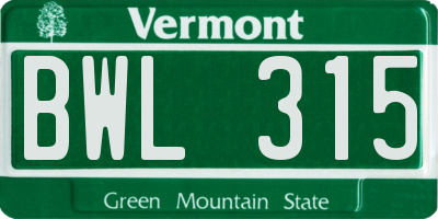 VT license plate BWL315