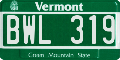 VT license plate BWL319