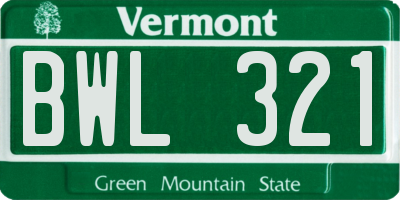 VT license plate BWL321
