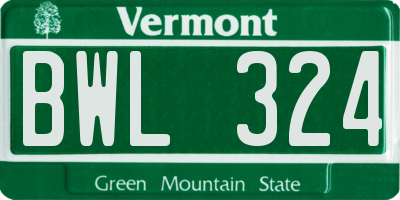 VT license plate BWL324