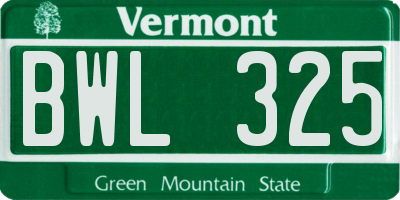 VT license plate BWL325
