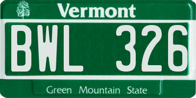 VT license plate BWL326
