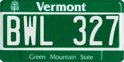 VT license plate BWL327