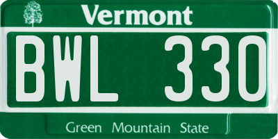 VT license plate BWL330