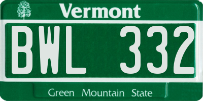VT license plate BWL332
