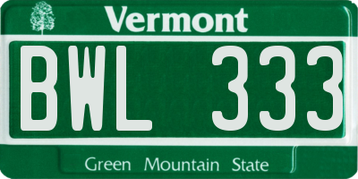 VT license plate BWL333