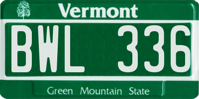 VT license plate BWL336