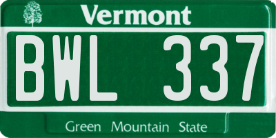VT license plate BWL337