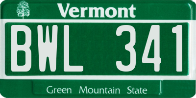 VT license plate BWL341