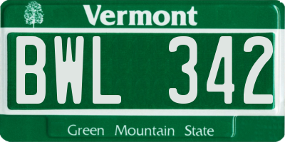 VT license plate BWL342