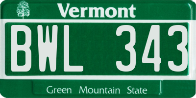 VT license plate BWL343