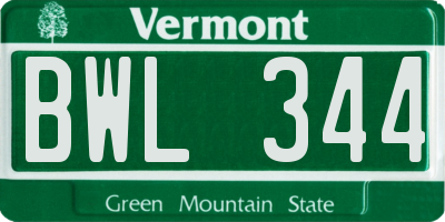 VT license plate BWL344