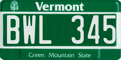 VT license plate BWL345