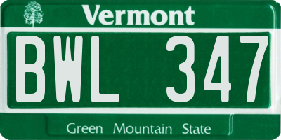 VT license plate BWL347