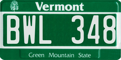 VT license plate BWL348