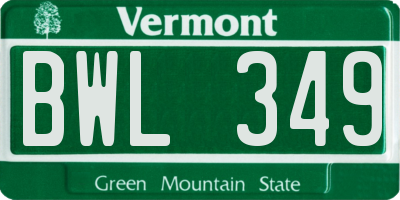 VT license plate BWL349