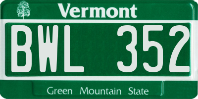 VT license plate BWL352