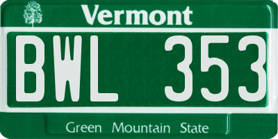 VT license plate BWL353