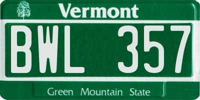 VT license plate BWL357