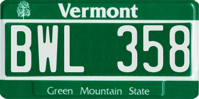 VT license plate BWL358