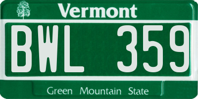 VT license plate BWL359
