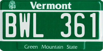 VT license plate BWL361