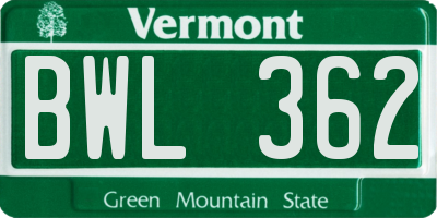 VT license plate BWL362