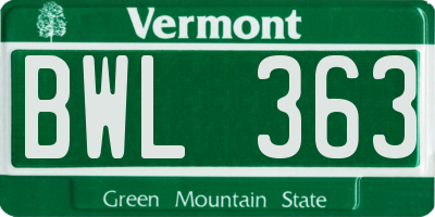 VT license plate BWL363
