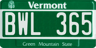 VT license plate BWL365