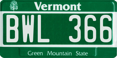 VT license plate BWL366