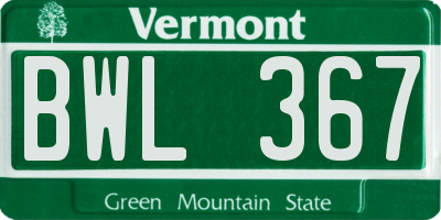 VT license plate BWL367