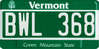 VT license plate BWL368