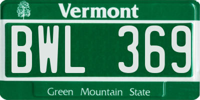 VT license plate BWL369