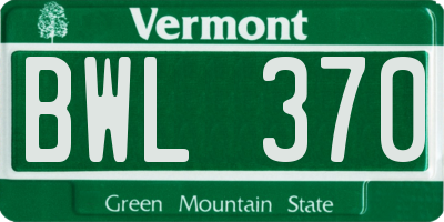 VT license plate BWL370