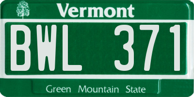 VT license plate BWL371