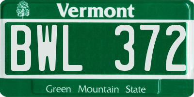 VT license plate BWL372
