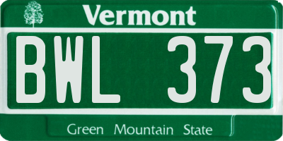 VT license plate BWL373