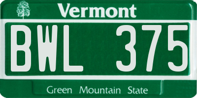 VT license plate BWL375