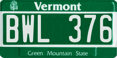 VT license plate BWL376