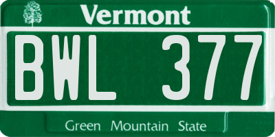 VT license plate BWL377