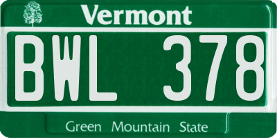 VT license plate BWL378