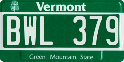 VT license plate BWL379