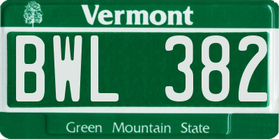 VT license plate BWL382