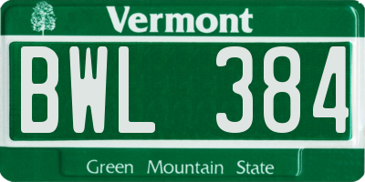 VT license plate BWL384