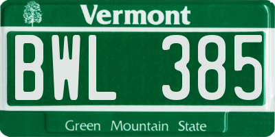 VT license plate BWL385