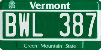 VT license plate BWL387