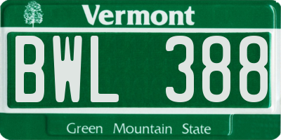 VT license plate BWL388